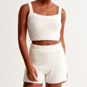 Abercrombie Lounge Boucle Tank and Shorts Set Cream XS NWT Cozy 2-Piece